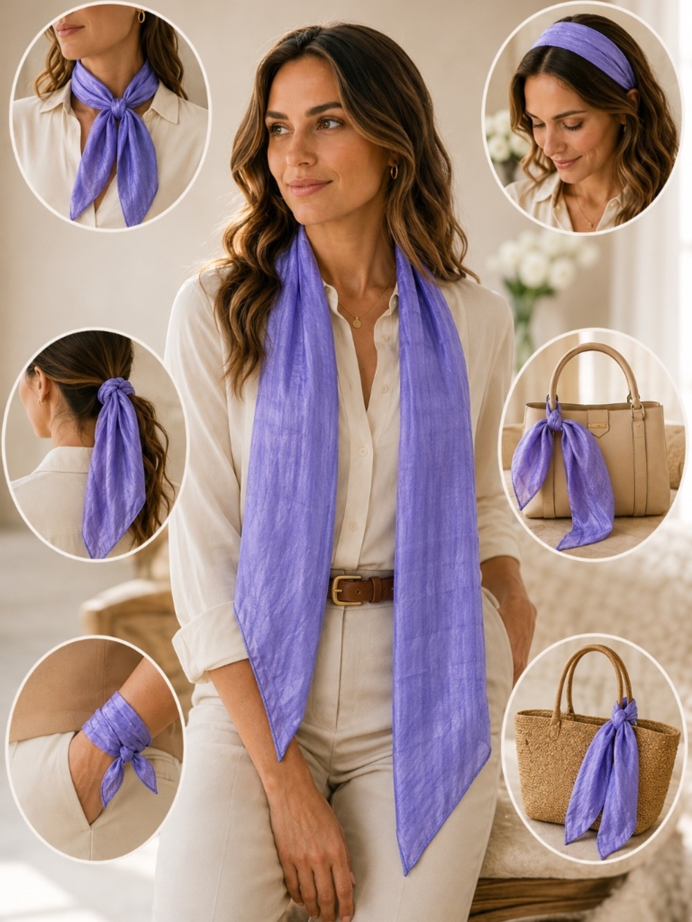 Lavender Silk Blend Oblong Scarf Lightweight Wrap Shawl‎ Purple